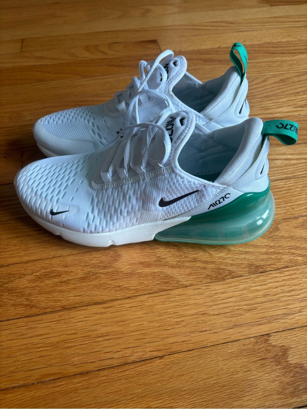 Nike Women’s White and Kelly Green Air Max 270 Sneakers